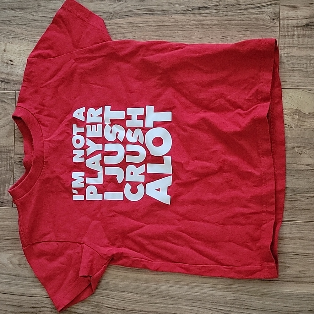 Rabbit Skins, 5/6, red t-shirt.